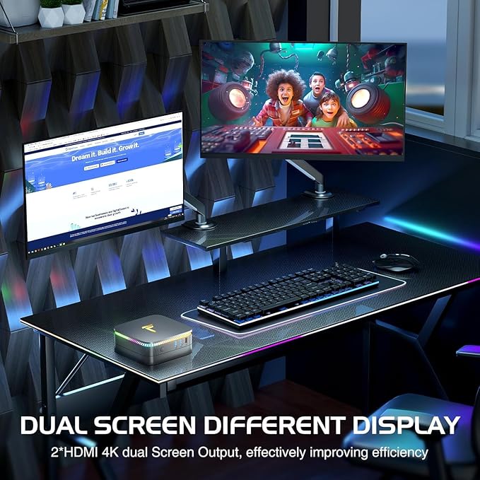 FUTOPIA Ultimus Pulse Mini PC, Intel Alder Lake 12th Gen 𝖭95 Quad Core up to 3.4GHz 8 GB RAM 512GB SSD, Support 4K HDMI with Dual Band WiFi6 BT5.2 3X USB Ports Windows 11 Black