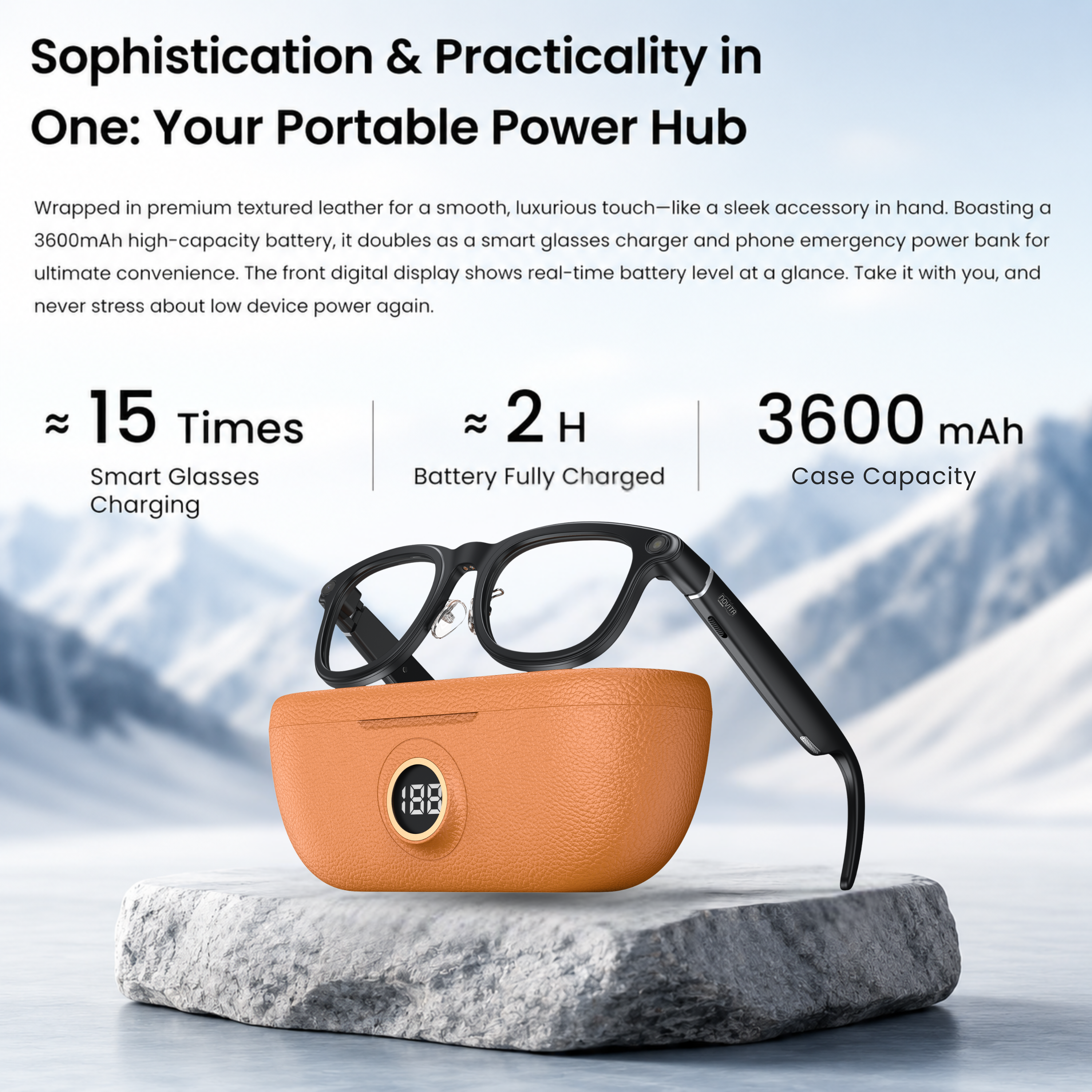 Novita Smart AI Polarised Glasses 8MP Sony Camera Video Recording, Charging Case (Black)