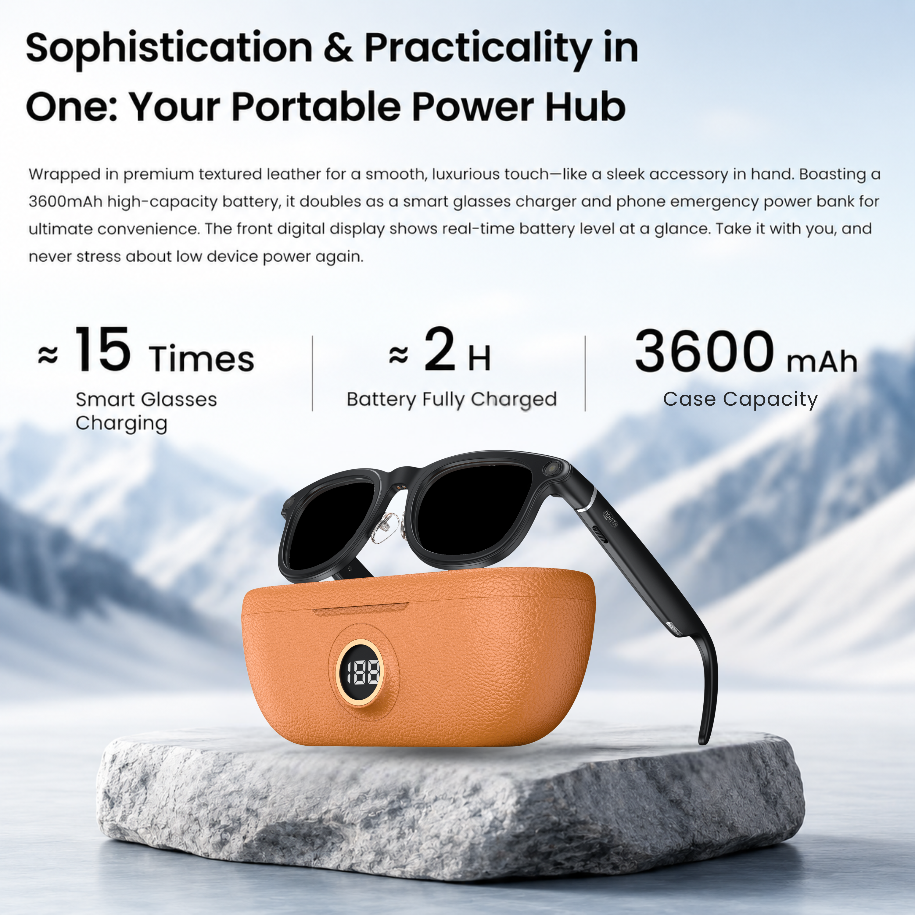 Novita Smart AI Sunglasses Glasses 8MP Sony Camera Video Recording Charging Case (Black)