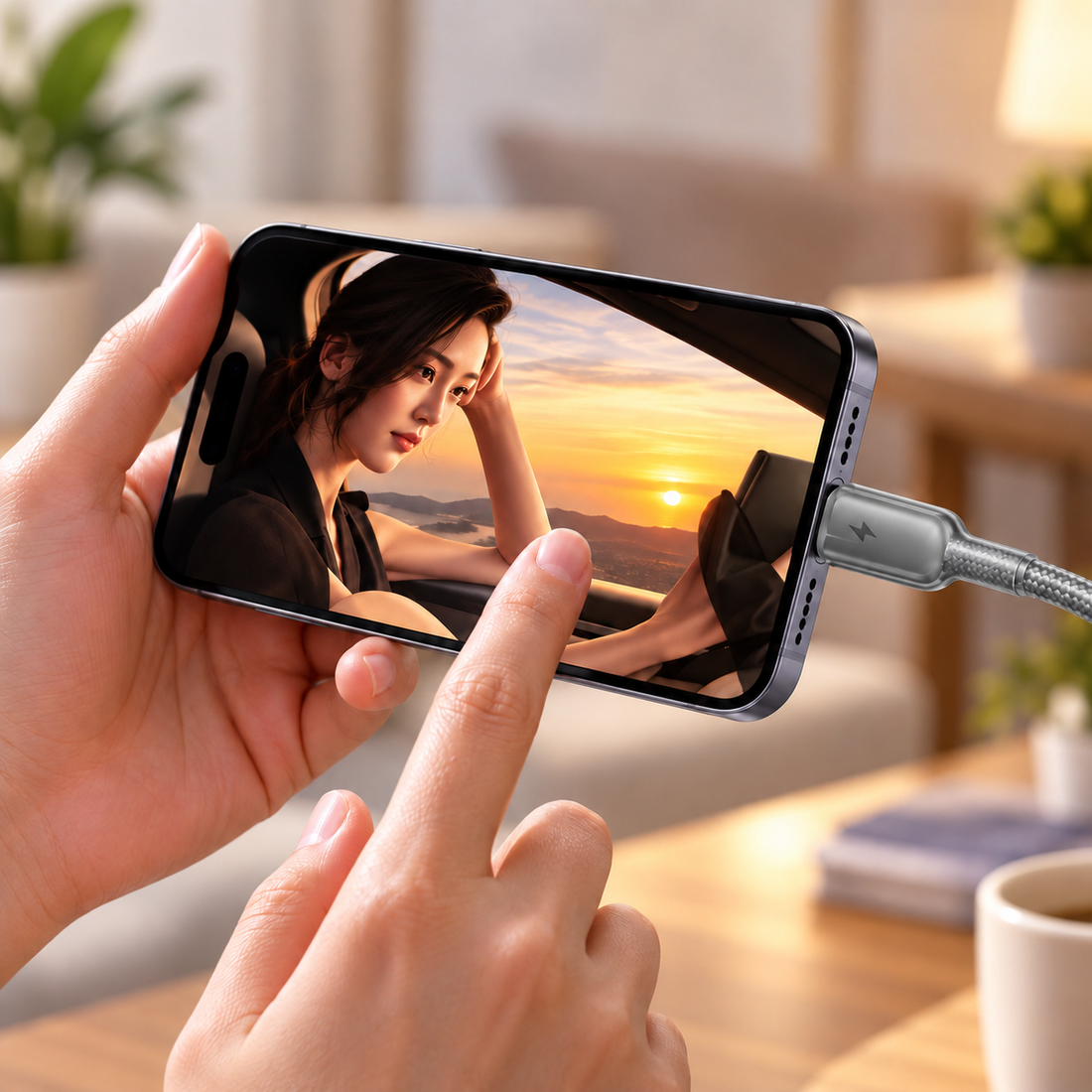 Futopia Titanium Series Low-Temperature Crystal Cable, Type-C to Type-C 100W Fast Charging, Compatible with iPhone 15–17 & Android