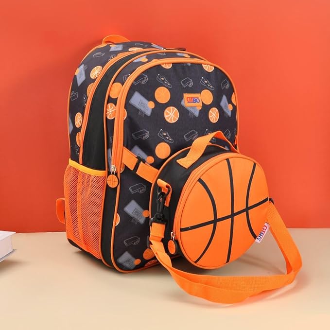Premium Football Design Lightweight Polyester Backpack with 2 Chain,Lunch Bag & 2 Side Pockets Built for Comfort & Durability