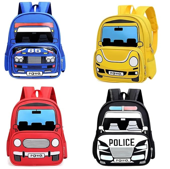 Cute Car Print Mini Backpack for Toddlers | Lightweight Pre-School, Daycare & Picnic Bag for Kids (Ages 2-4 Years) | Durable & Easy-Clean Small Bag for Boys & Girls