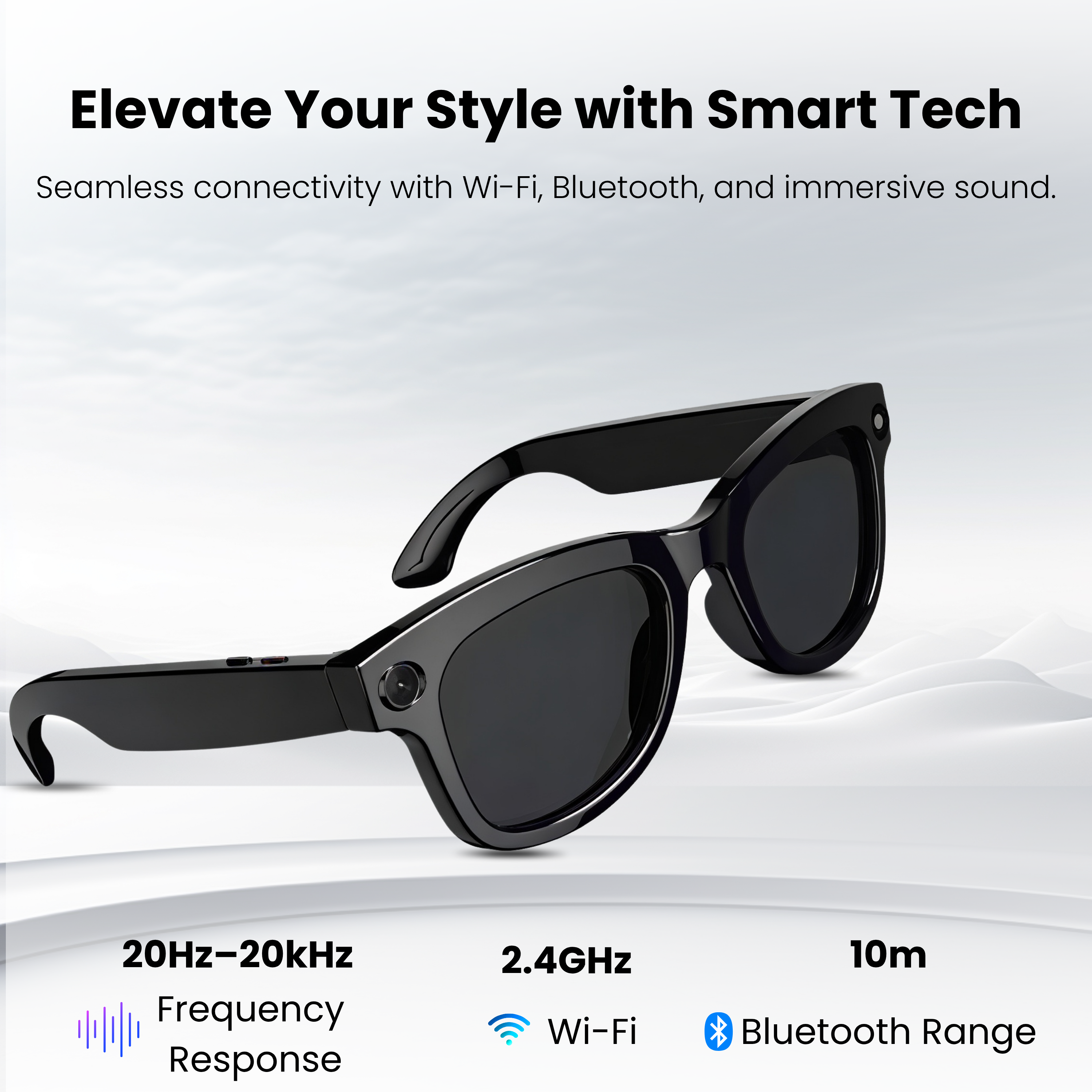 Futopia AIVIS-M AI Smart Glasses|8MP Camera|IP67 Waterproof Black Frame|Photochromic Lenses|32GB Memory|Photo & Video|AntiShake Photography ChatGPT AI|Built in WiFi