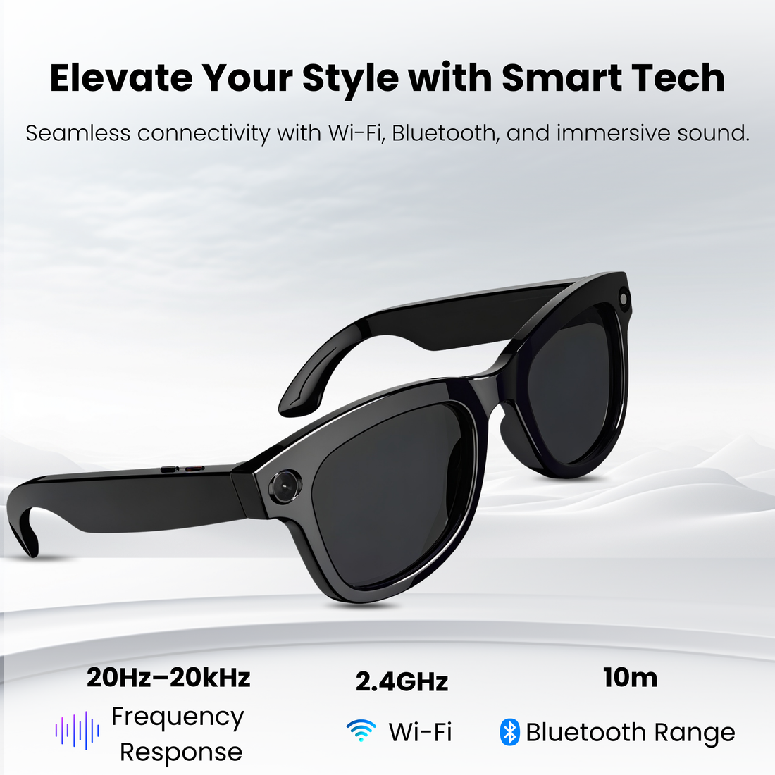 Futopia AIVIS-M AI Smart Glasses|8MP Camera|IP67 Waterproof Black Frame|Photochromic Lenses|32GB Memory|Photo & Video|AntiShake Photography ChatGPT AI|Built in WiFi