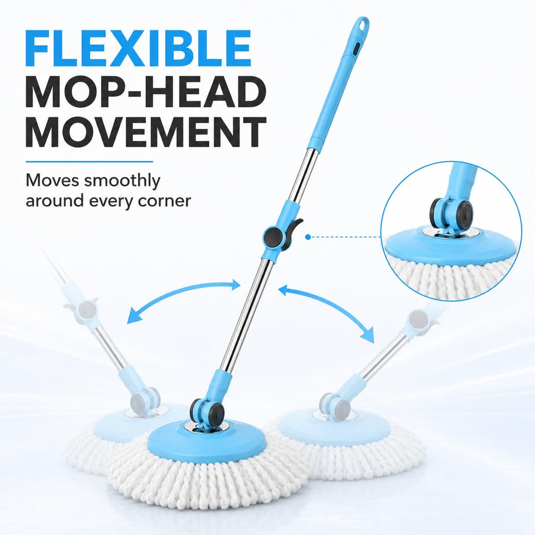 Novita 360° Spin Mop Bucket Set | Plastic Jali with Heavy Smart System | Easy Rinse | Telescopic Microfiber Mop |1+1 Refill | Pocha | Big Wheels | Removes Over 99%* Bacteria- (Blue)