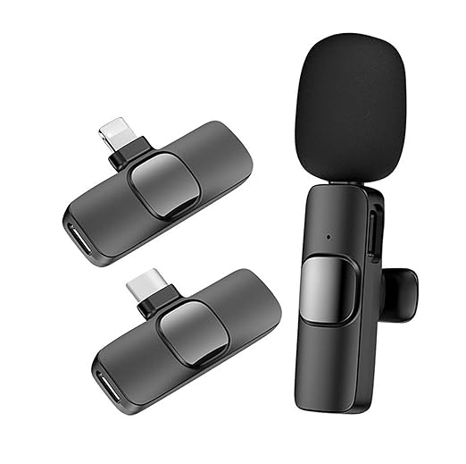 Mini Wireless Lavalier Microphone for iPhone & Android – 2.4G Clip-on Lapel Mic with Noise Reduction & Reverb – 65dB SNR, 20m Range – Perfect for Interviews, YouTube, Live Streaming & Gaming