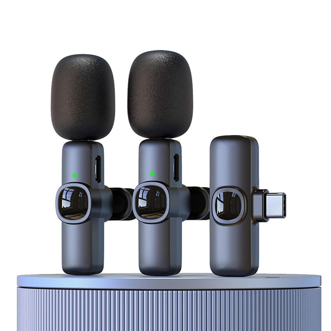 Wireless Lavalier Microphone for USB-C & iPhone, Dual Plug Clip-on Mic with Noise Cancellation, Reverb & Monitoring, 6H Battery Life, 65ft Range for Vlogging, Live Stream, TikTok, YouTube