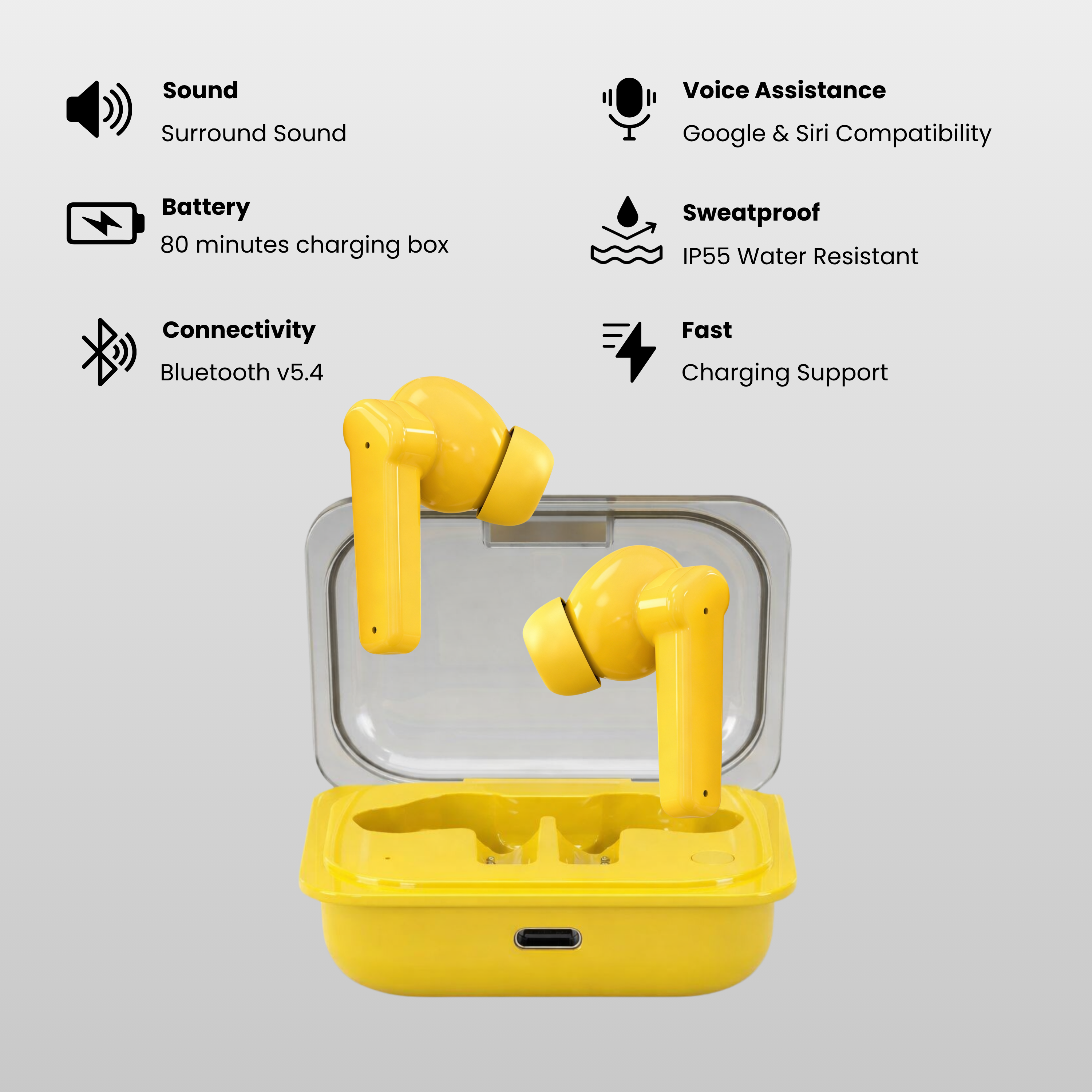 Futopia Wireless Earpods with Charging Case | Bluetooth 5.4 Earbuds, 11mm Drivers, Type-C Fast Charging, HD Sound & 3-4H Playtime (FGTWSNOEAR)