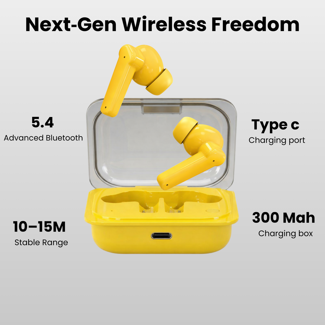 Futopia Wireless Earpods with Charging Case | Bluetooth 5.4 Earbuds, 11mm Drivers, Type-C Fast Charging, HD Sound & 3-4H Playtime (FGTWSNOEAR)