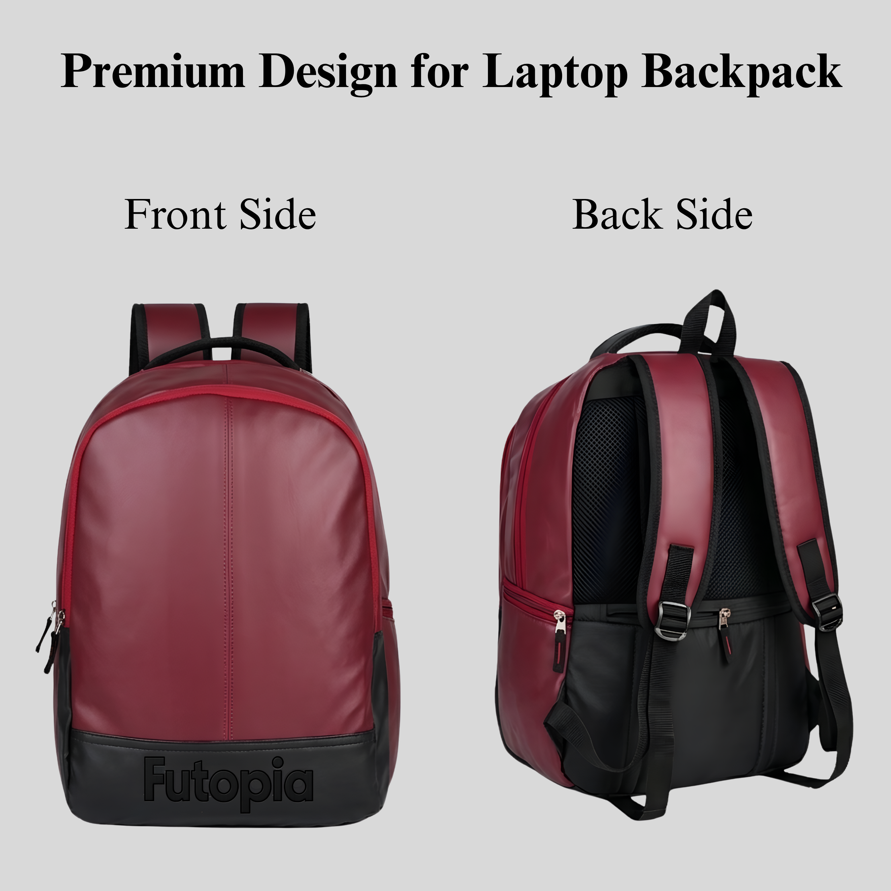 Futopia Large 35L Capacity Backpack Pu Leather Casual Bag With Fits Up To 17.3 Inch Laptop, Organizer Compartments | Back Zipper Pocket, Side Bottle & Small Zipper Pocket, For Men And Women, Unisex -