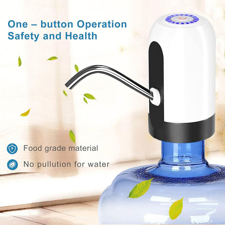 Novita Drinking Water Pump Water Bottle Electric Water Pump Dispenser Drinking Bottle Switch Pump USB Charging Caps Fits Most Gallon Bottles for Home Office-White
