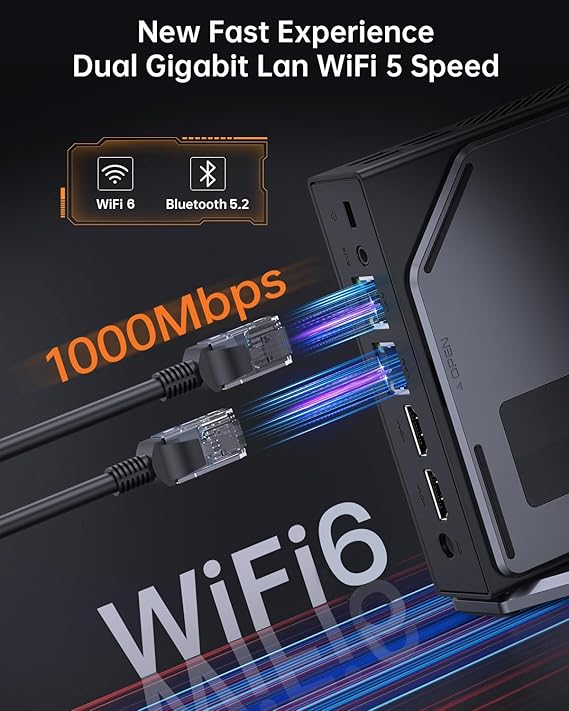 FUTOPIA Ultimus Fusion F1 Mini PC with LCD Display, Intel Alder Lake 12th Gen 𝖭95 Quad Core Upto 3.4 GHz 16GB DDR4 RAM 1 TB SSD Supports 4K, Dual Ethernet/2x HDMI /WiFi6/BT5.2 Windows 11 Black