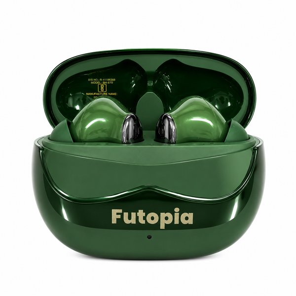 Futopia Wireless Earpods with Charging Case | Bluetooth 5.4 Earbuds, HD Sound, Deep Bass, Type-C Fast Charging & 4-5H Playtime (FGTWSFUSION)