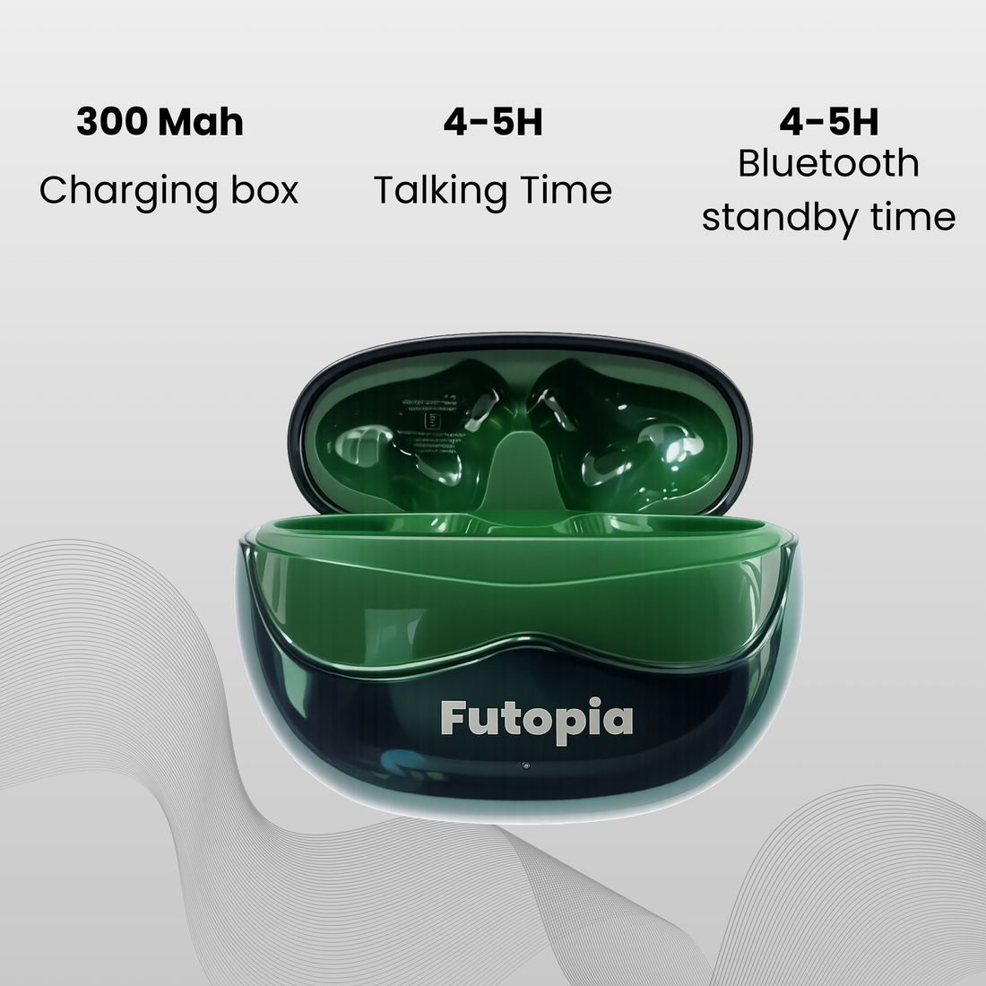 Futopia Wireless Earpods with Charging Case | Bluetooth 5.4 Earbuds, HD Sound, Deep Bass, Type-C Fast Charging & 4-5H Playtime (FGTWSFUSION)