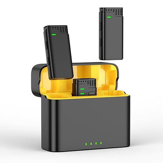 Wireless Lavalier Microphone for iOS, Android & Computer - 2.4G Dual Lapel Mic with Charging Case, 3-Level Noise Reduction, 70dB SNR, 6H Battery Life, Auto-Connect for YouTube, Vlogs, Podcast