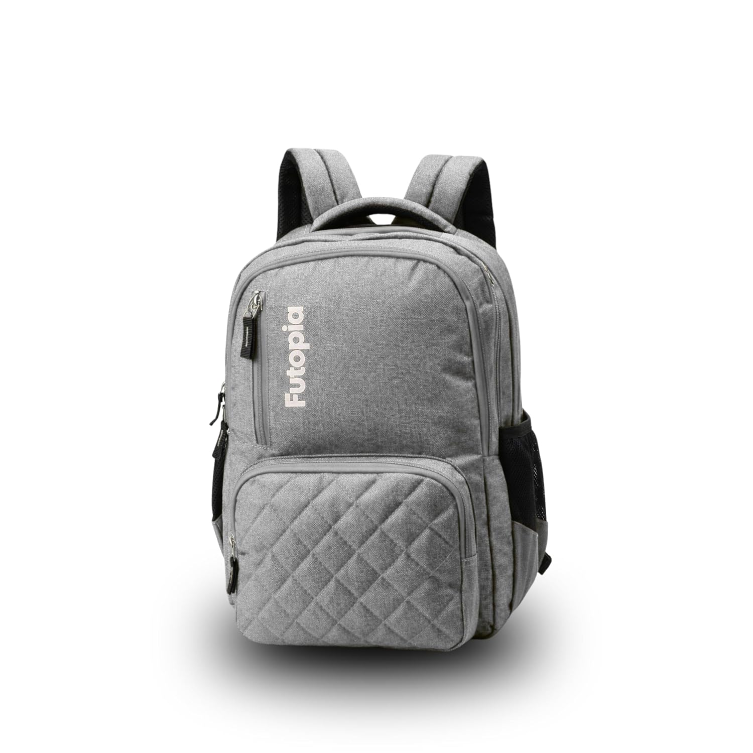 Futopia 25L Capacity Backpack Casual Bag With Fits 15.6 Inch Laptop, Organizer Compartments | 2 Front Zipp Pocket, Both Side Bottle Pockets, Luggage Strap For Men & Women Perfect For Office & College -Gray