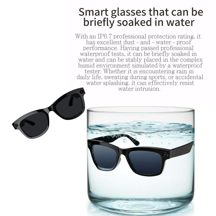 Futopia AIVIS-M AI Smart Glasses|8MP Camera|IP67 Waterproof Black Frame|Photochromic Lenses|32GB Memory|Photo & Video|AntiShake Photography ChatGPT AI|Real-time multilingual Translation|Built in WiFi