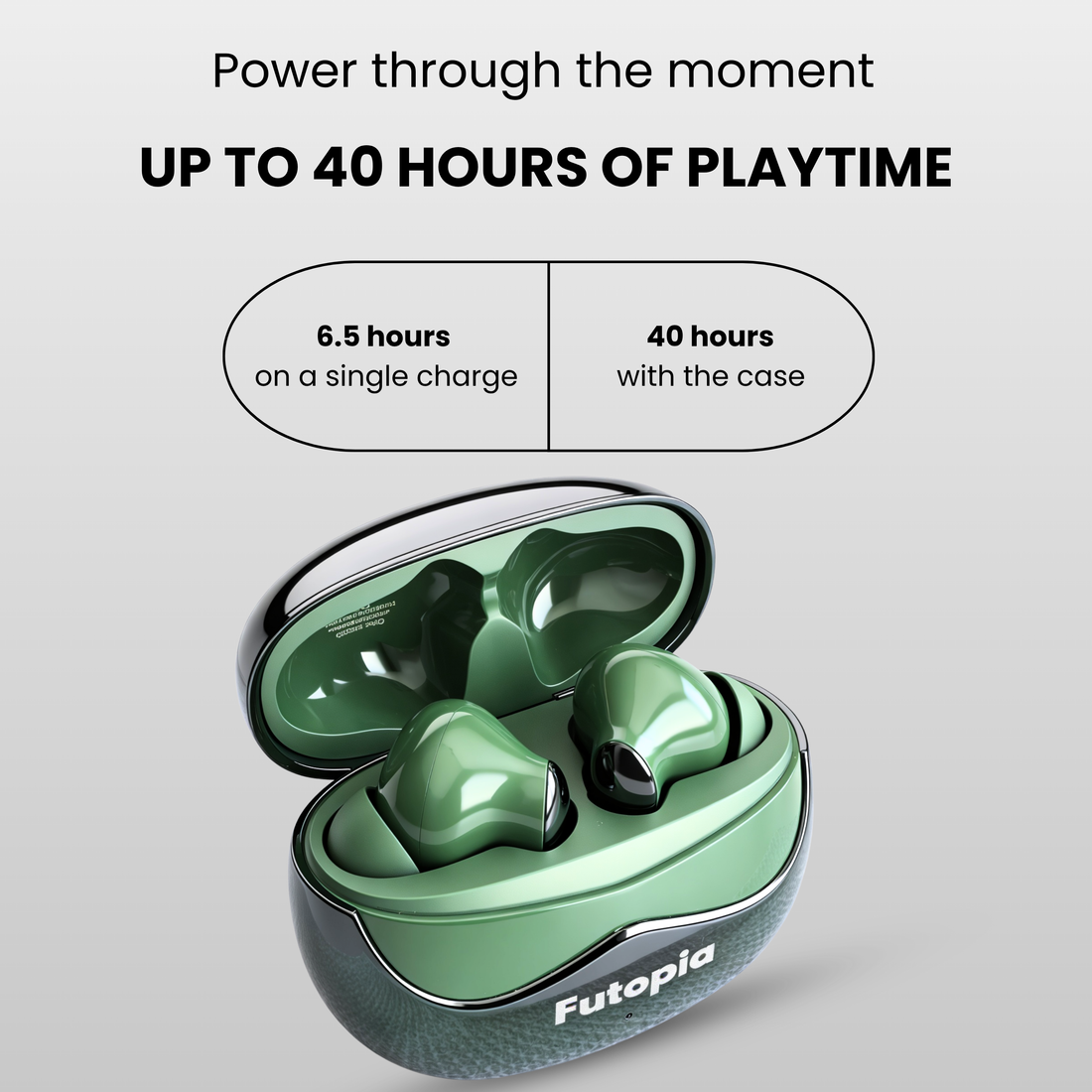 Futopia Wireless Earpods with Charging Case | Bluetooth 5.4 Earbuds, HD Sound, Deep Bass, Type-C Fast Charging & 4-5H Playtime (FGTWSFUSION)