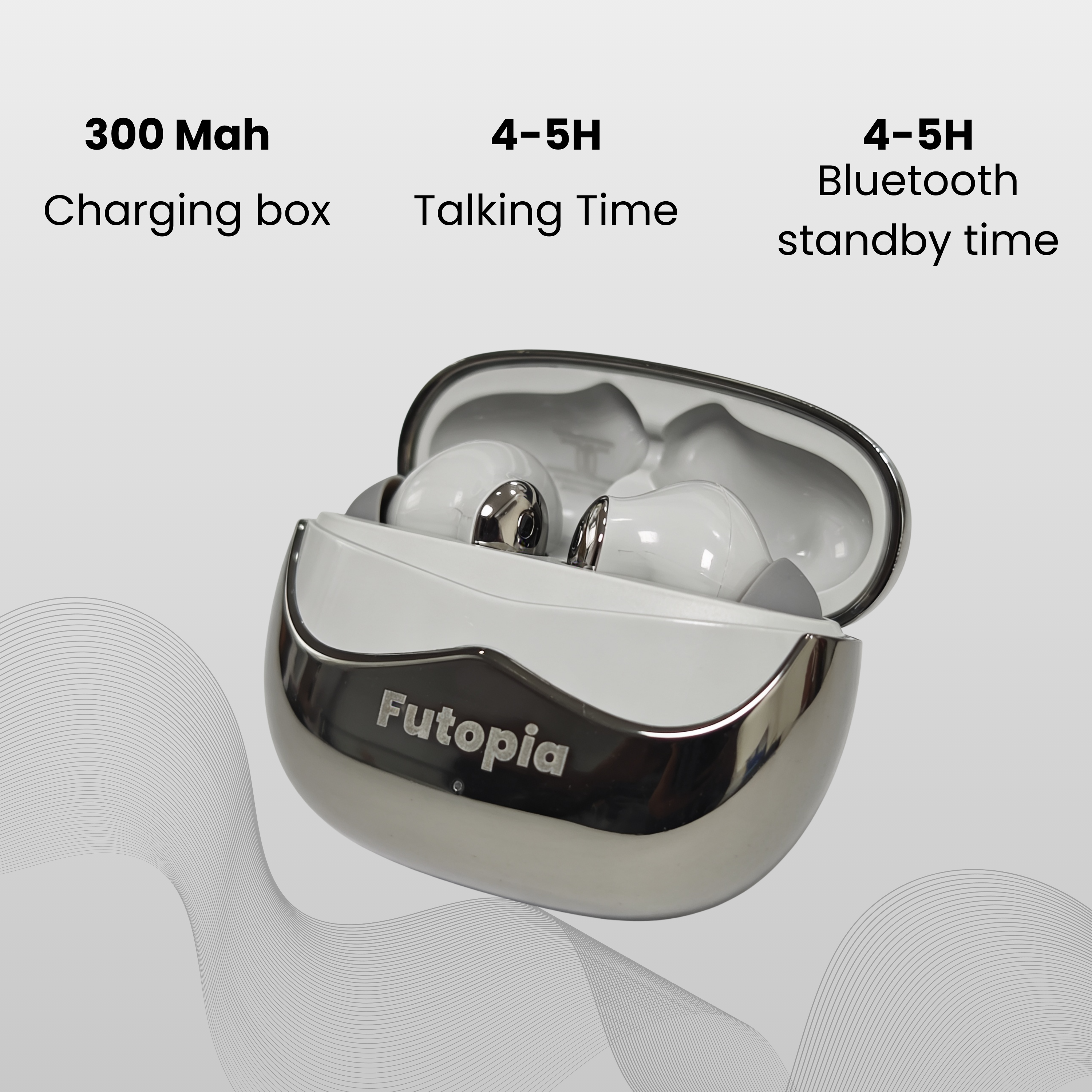 Futopia Wireless Earpods with Charging Case | Bluetooth 5.4 Earbuds, HD Sound, Deep Bass, Type-C Fast Charging & 4-5H Playtime
