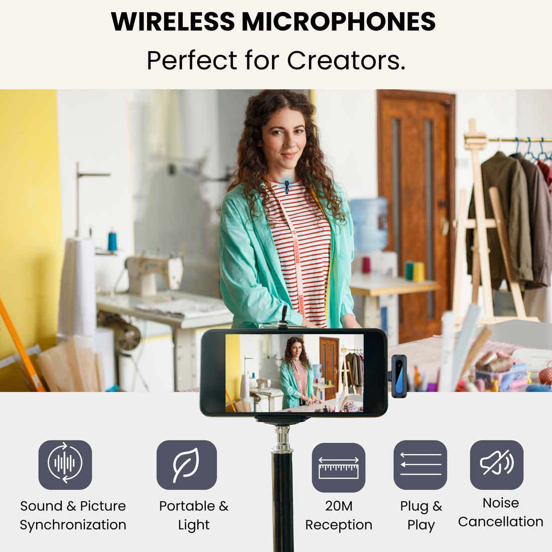 Futopia Wireless Lavalier Microphone, Plug & Play Clip-On Mic with Receiver, AI Noise Cancellation, 6H Battery Backup, USB-C Compatible for YouTube, Vlogging, Interview & Live Streaming