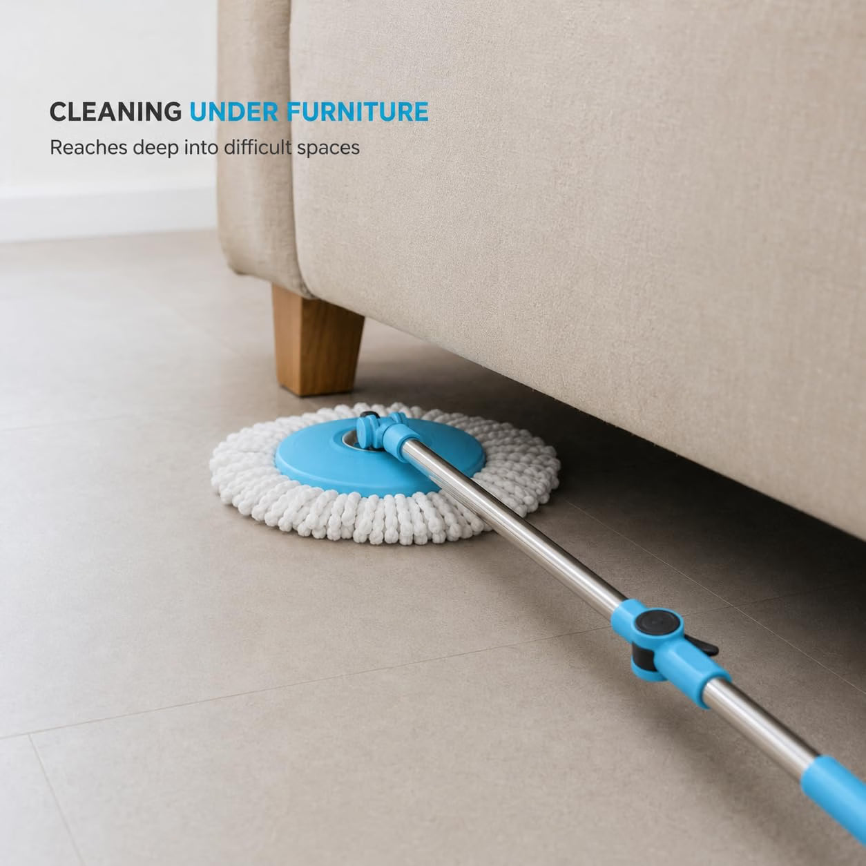 Novita 360° Spin Mop Bucket Set | Plastic Jali with Heavy Smart System | Easy Rinse | Telescopic Microfiber Mop |1+1 Refill | Pocha | Big Wheels | Removes Over 99%* Bacteria- (Blue)