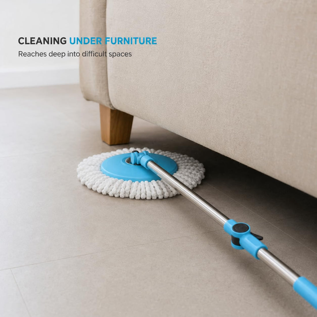 Novita 360° Spin Mop Bucket Set | Plastic Jali with Heavy Smart System | Easy Rinse | Telescopic Microfiber Mop |1+1 Refill | Pocha | Big Wheels | Removes Over 99%* Bacteria- (Blue)