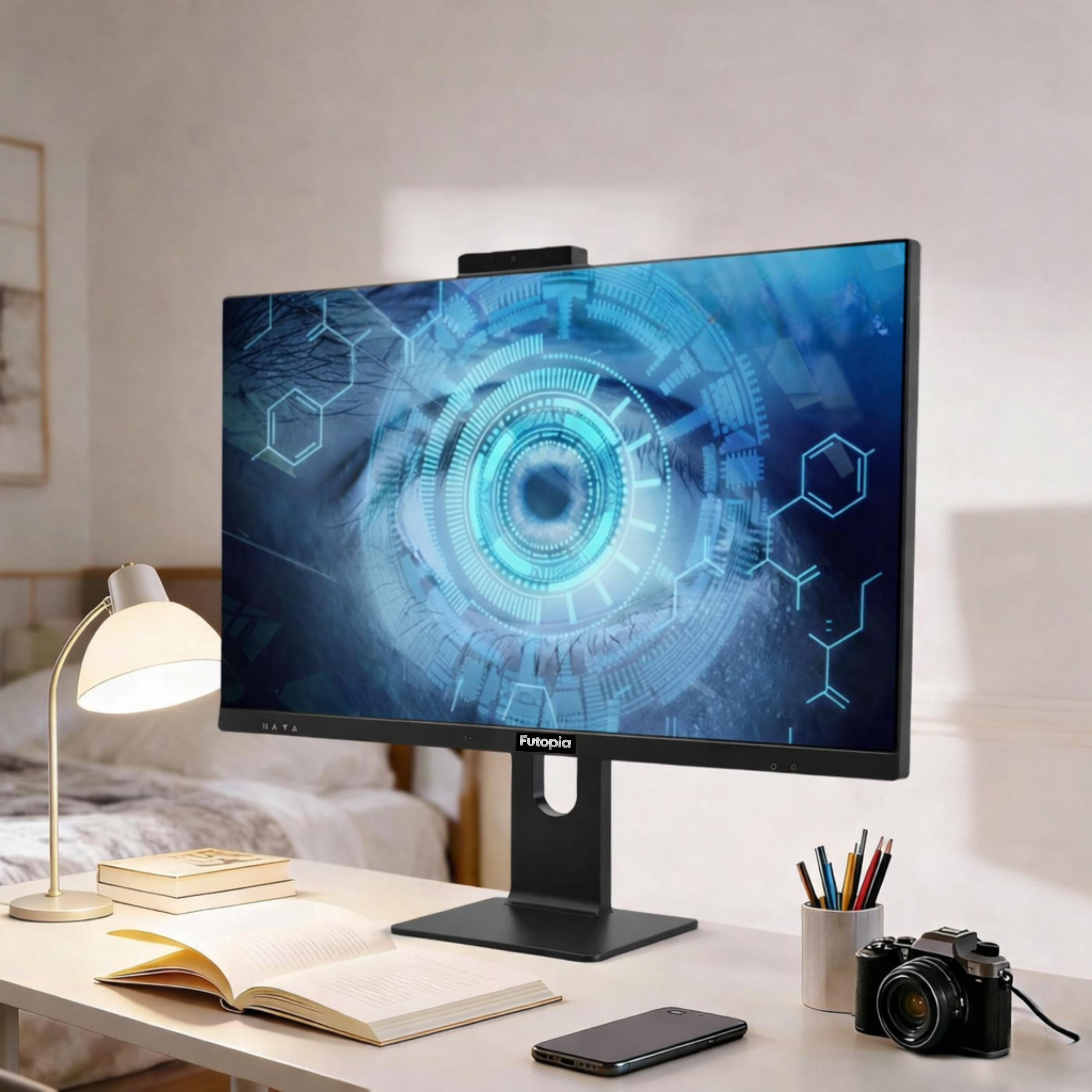 FUTOPIA A121261 All-in-One Desktop PC | AMD Ryzen 3 3200G | 23.8" Full HD IPS Display | 8GB DDR4 RAM | 256GB NVMe SSD | Windows 11 Pro | WiFi 6 | Webcam & Speakers