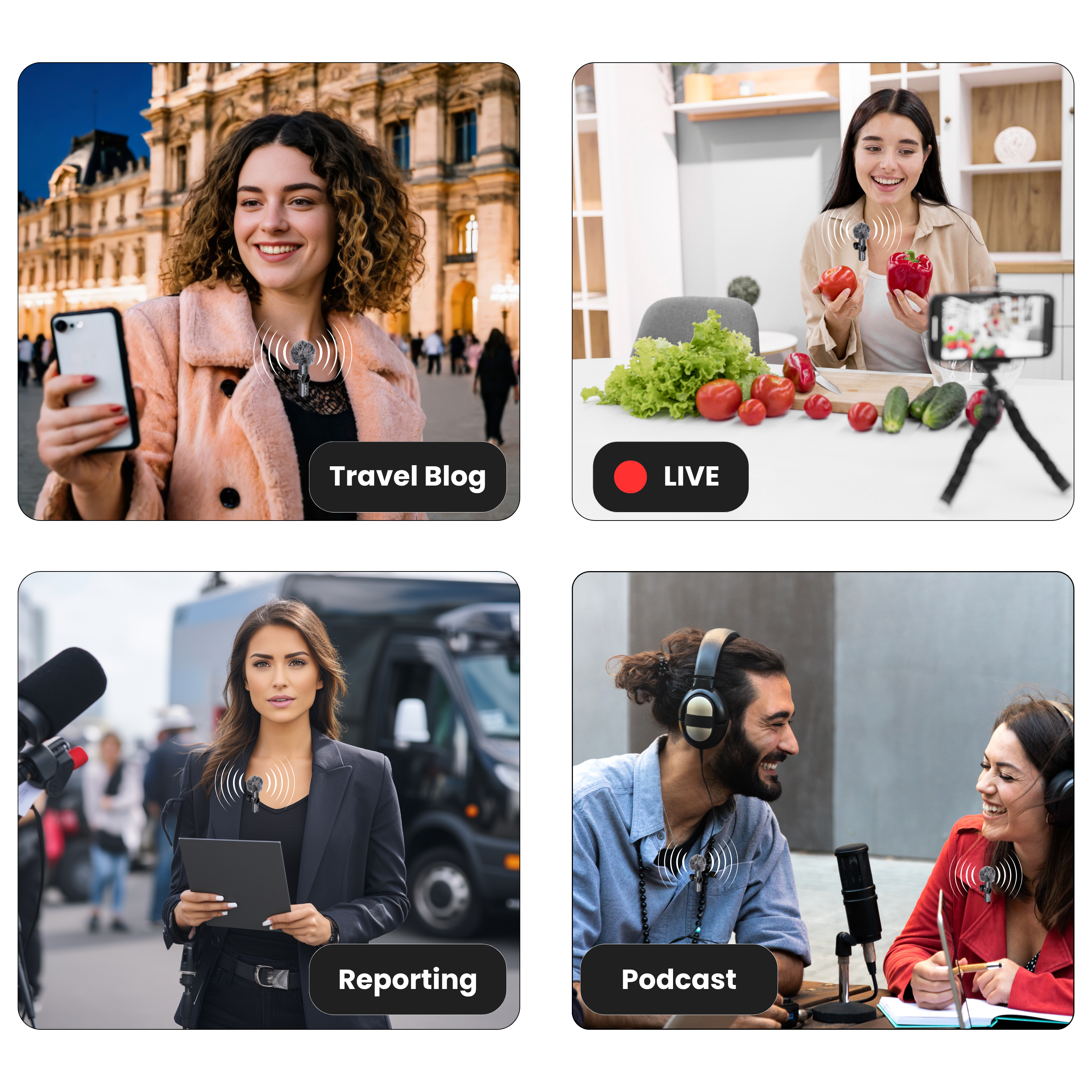 Futopia Wireless Lavalier Microphone for Type-C – Professional 2.4G Wireless Lapel Mic with Noise Reduction, Reverb & Monitoring – 6H Battery Life, 20m Range – Plug & Play