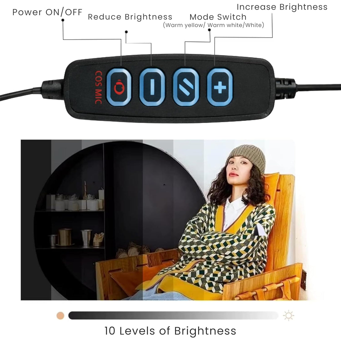 Futopia LED Video Conference Light with Clip | USB Powered Ring Fill Light with Adjustable Brightness & 3 Color Modes | Ideal for Laptop, Zoom Calls, Online Meetings & Live Streaming