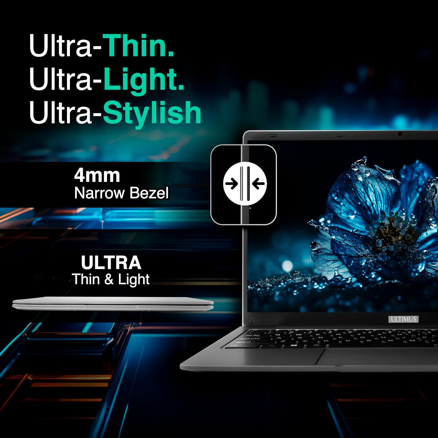 Ultimus Pentium Quad Core Laptop|Dual Storage eMMC+SSD Expandable~1TB|1.2Kg|180° Hinge|Win 11 Home|4GB RAM 128GB|Ultra-Thin Bezel|2.0x1 3.0x1 USB HDMI SD Card Slot | ‎Dual Speaker|Gray|NU14U8INB43SN