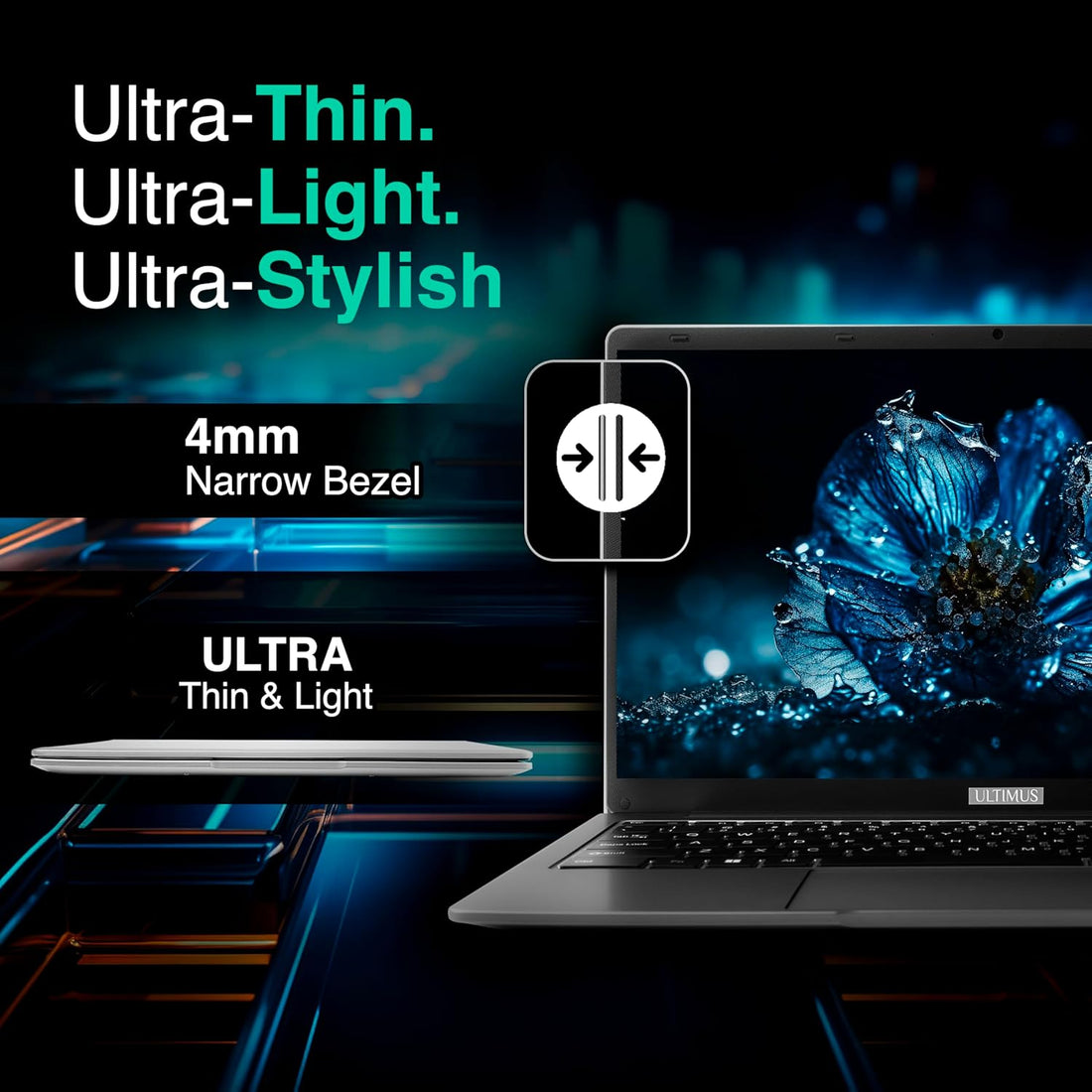 Ultimus Pentium Quad Core Laptop|Dual Storage eMMC+SSD Expandable~1TB|1.2Kg|180° Hinge|Win 11 Home|4GB RAM 128GB|Ultra-Thin Bezel|2.0x1 3.0x1 USB HDMI SD Card Slot | ‎Dual Speaker|Gray|NU14U8INB43SN