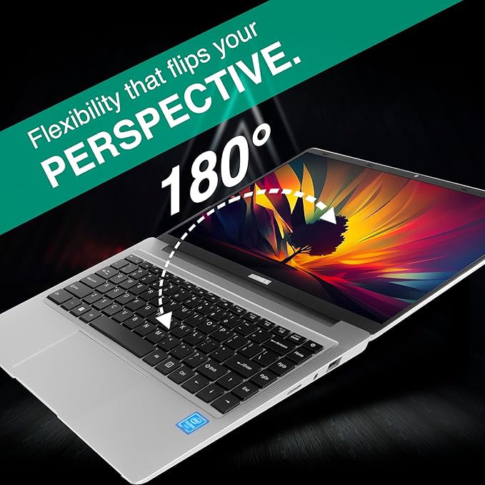 Ultimus APEX Bold N Intel Celeron Quad Core 8 GB DDR4 256 GB SSD Expandable~1TB 14.1 Ultra-Thin Bezel 180° Hinge 3.0x1,2.0x1 USB HDMI Win 11 Home 1.4KG Silver