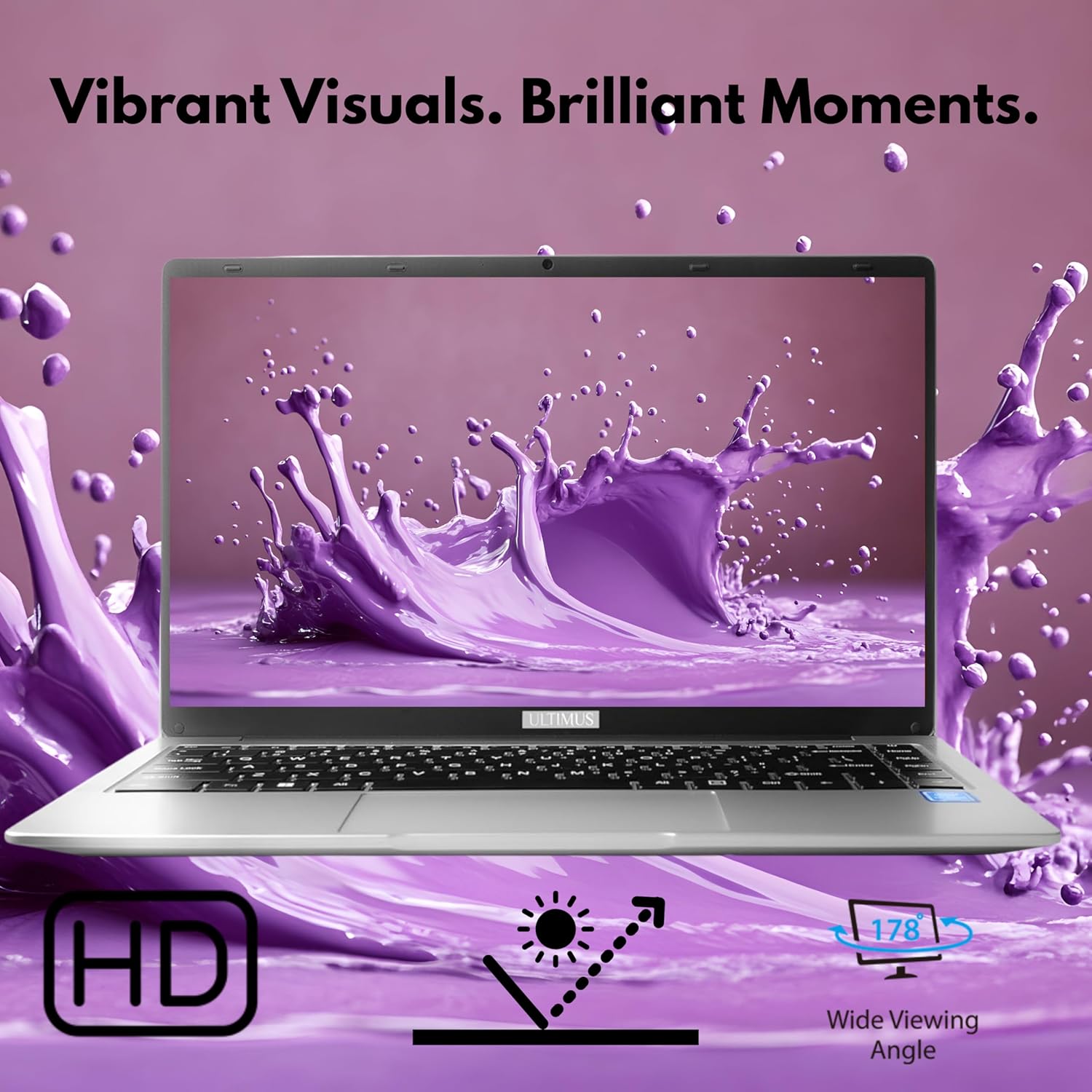 Ultimus APEX Pro Intel Pentium Quad Core Laptop 4GB RAM 128GB eMMC SSD Expandable~512GB Ultra Thin Bezel 180° Hinge 2.0x1 3.0x1 USB HDMI SD Card Slot ‎LPDDR4 Dual Speaker Win11 Home Cloud Silver 1.2Kg