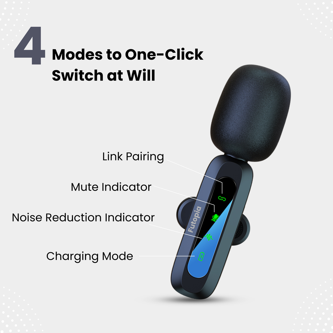 Futopia Wireless Lavalier Microphone, Plug & Play Clip-On Mic with Receiver, AI Noise Cancellation, 6H Battery Backup, USB-C Compatible for YouTube, Vlogging, Interview & Live Streaming