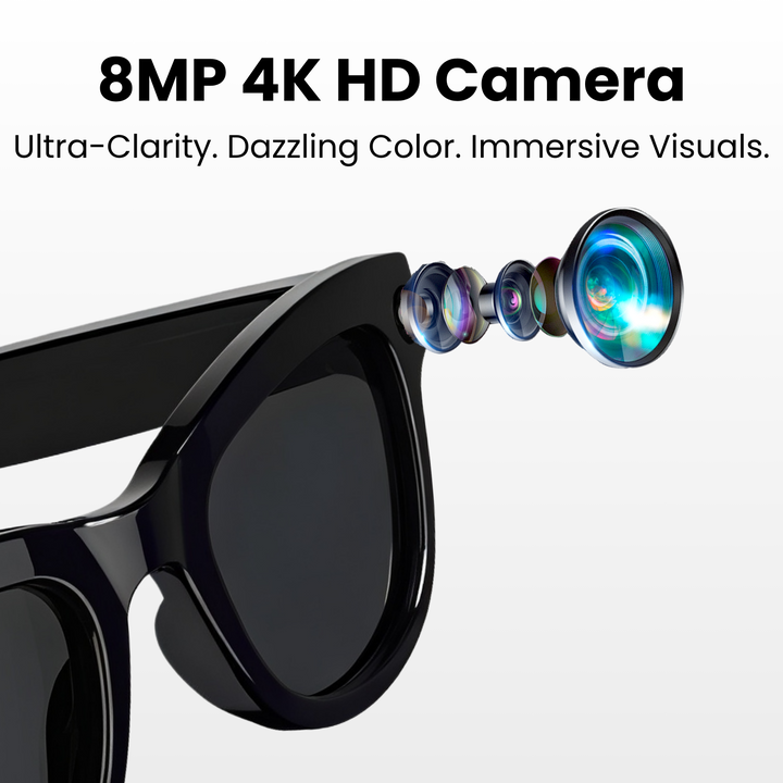 Futopia AIVIS-M AI Smart Glasses|8MP Camera|IP67 Waterproof Black Frame|Photochromic Lenses|32GB Memory|Photo & Video|AntiShake Photography ChatGPT AI|Built in WiFi