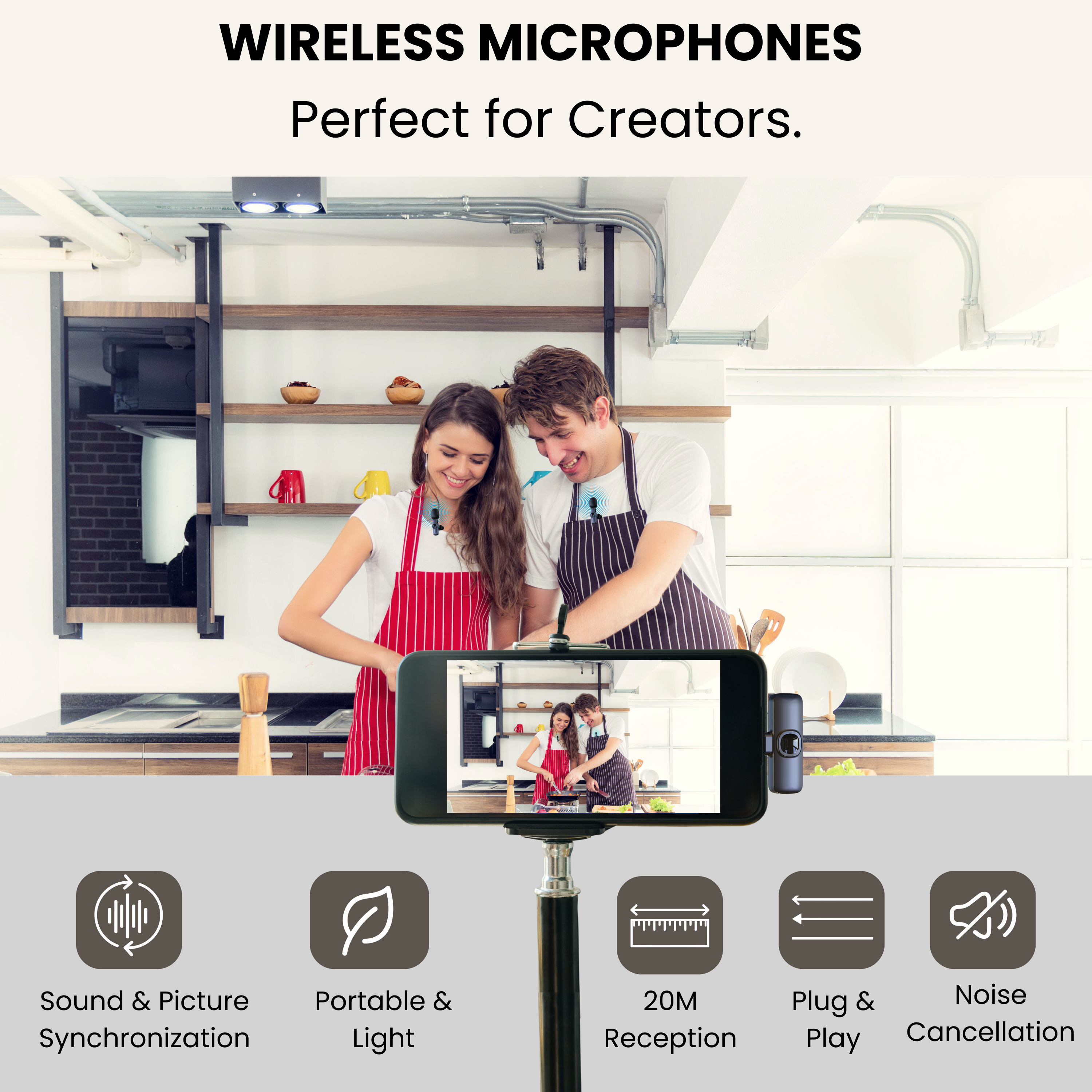 Futopia Wireless Lavalier Microphone for Android & iPhone, Plug & Play Clip-On Mic, AI Noise Cancellation, USB-C Receiver, 6H Battery, YouTube, Vlogging, Interview & Live Streaming