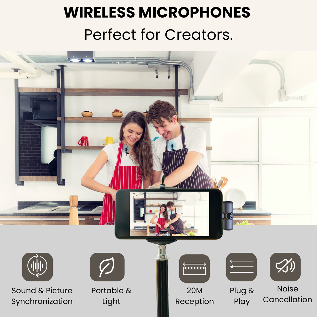 Futopia Wireless Lavalier Microphone for Android & iPhone, Plug & Play Clip-On Mic, AI Noise Cancellation, USB-C Receiver, 6H Battery, YouTube, Vlogging, Interview & Live Streaming