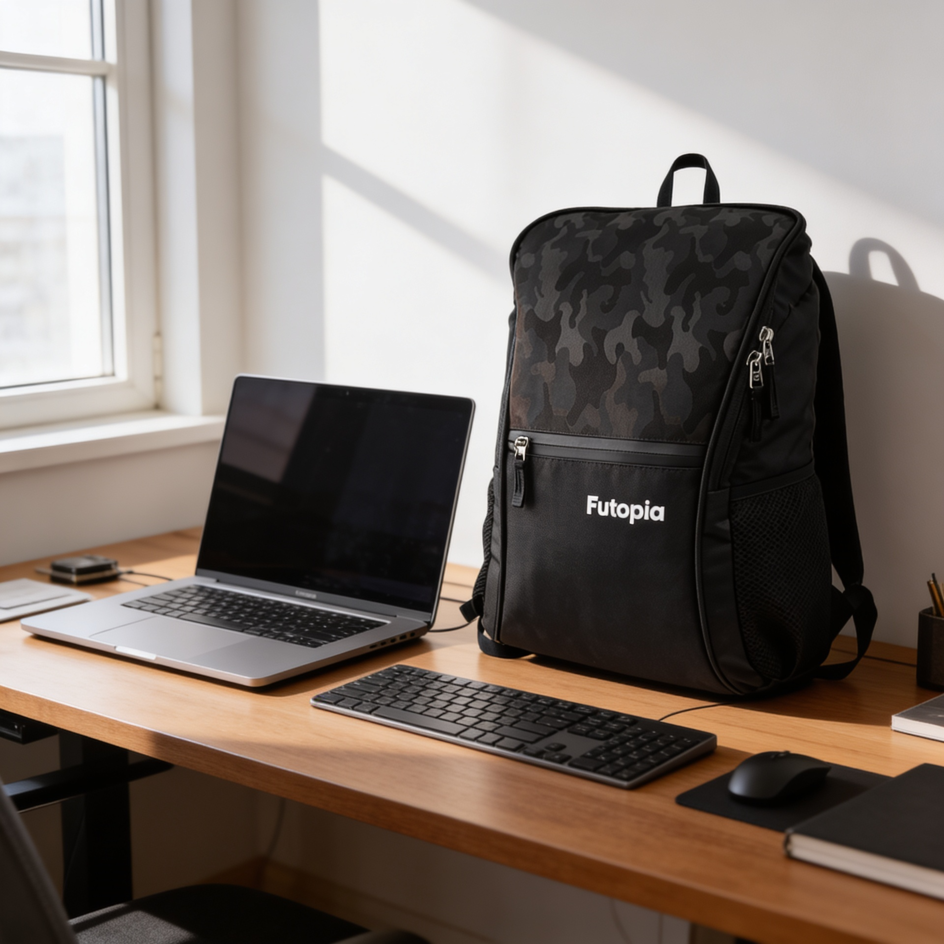 Futopia Premium Design 35L Capacity Backpack With Fit 17.3 Inch Laptop, 1 Large Storage, 1 Front Zipp | 2 Side Bottle Pocket For Men And Women, Unisex - Perfect For Office & College - Grey - Black