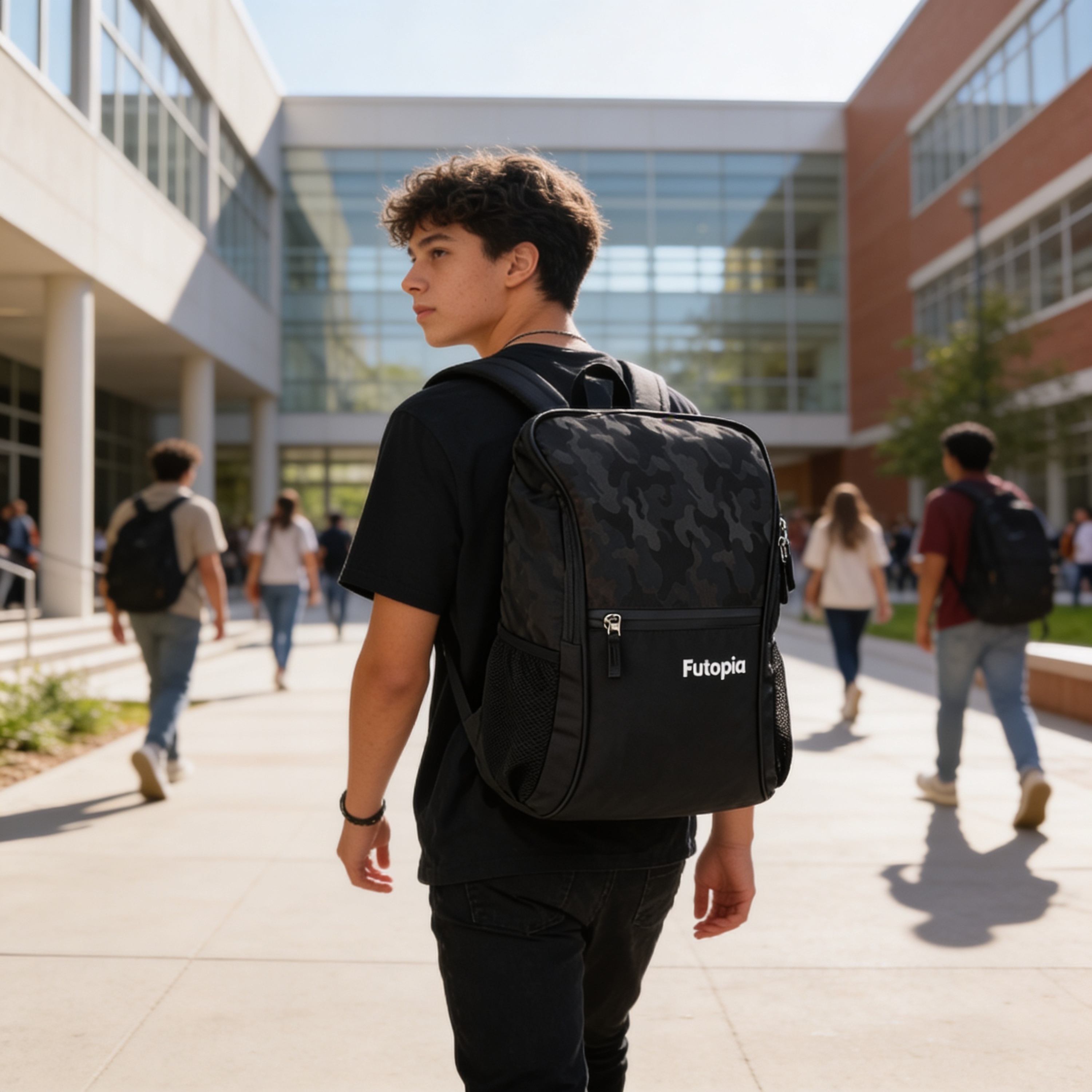 Futopia Premium Design 35L Capacity Backpack With Fit 17.3 Inch Laptop, 1 Large Storage, 1 Front Zipp | 2 Side Bottle Pocket For Men And Women, Unisex - Perfect For Office & College - Grey - Black