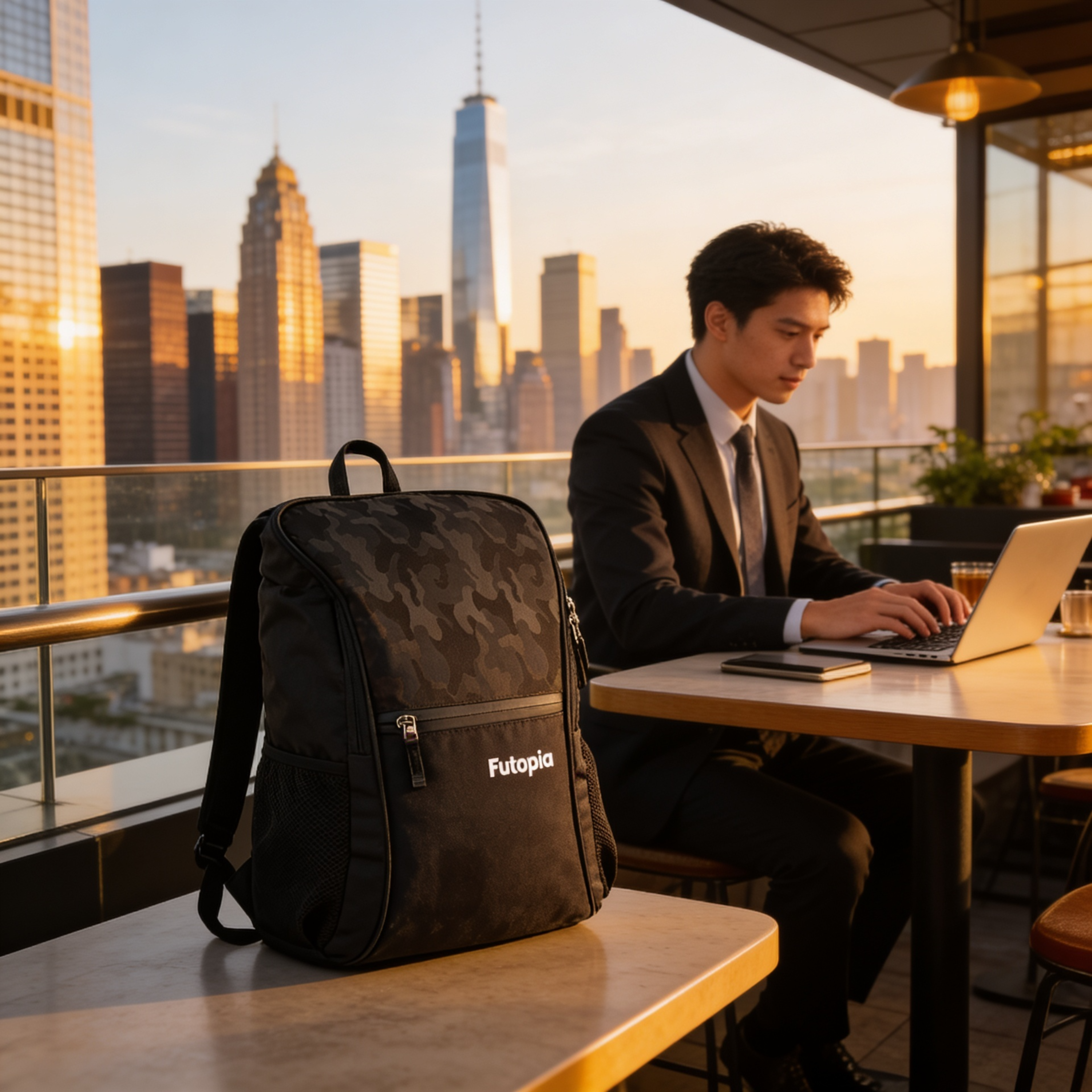Futopia Premium Design 35L Capacity Backpack With Fit 17.3 Inch Laptop, 1 Large Storage, 1 Front Zipp | 2 Side Bottle Pocket For Men And Women, Unisex - Perfect For Office & College - Grey - Black
