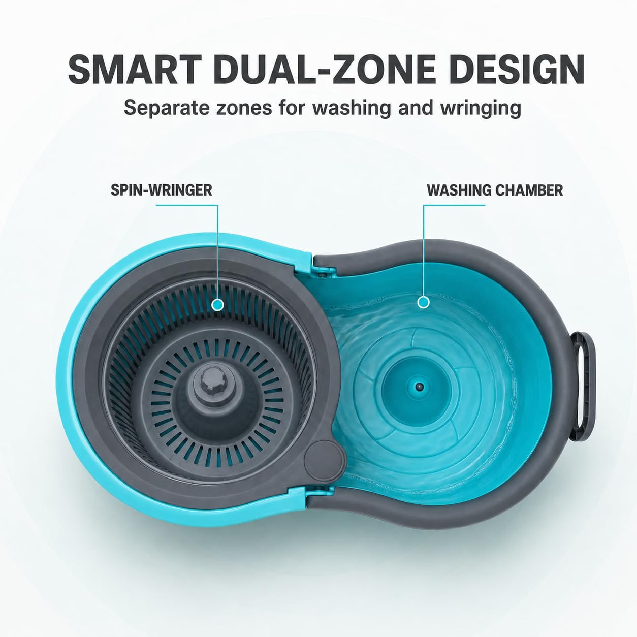 Novita 360° Spin Mop Bucket Set | Plastic Jali with Heavy Smart System | Easy Rinse | Telescopic Microfiber Mop |1+1 Refill | Pocha | Wheels | Removes Over 99%* Bacteria- (Aqua Blue)