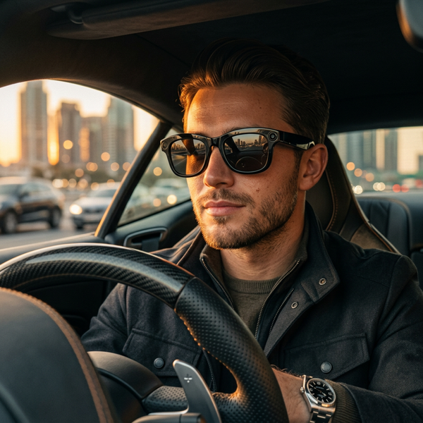 Futopia AIVIS-M AI Smart Glasses|8MP Camera|IP67 Waterproof Black Frame|Photochromic Lenses|32GB Memory|Photo & Video|AntiShake Photography ChatGPT AI|Built in WiFi