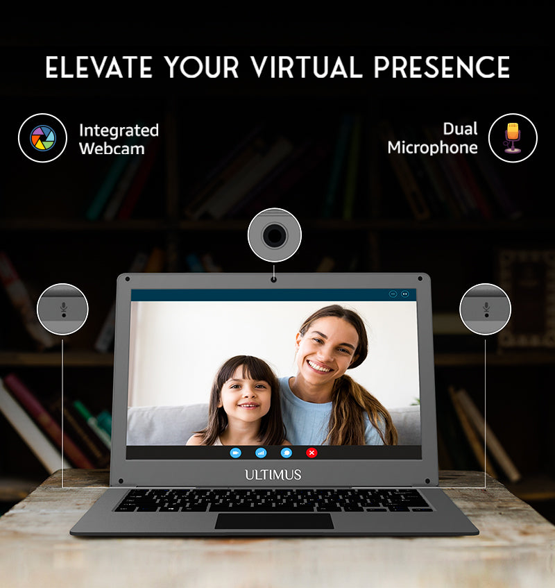 ULTIMUS Pro Intel Celeron Dual Core Laptop 4GB RAM 128GB Emmc Expandable~512GB Win 11 Home Cloud Silver, 1.2 kg