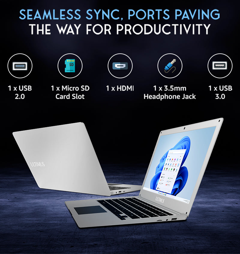 FUTOPIA ULTIMUS PRO Dual Core ~2.8GHz 8 GB DDR4 RAM/256 GB ~512 GB Expendable, 14.1-inch (35.8 cm) HD Display Win 11 Home 1.2 Kg Thin & Black