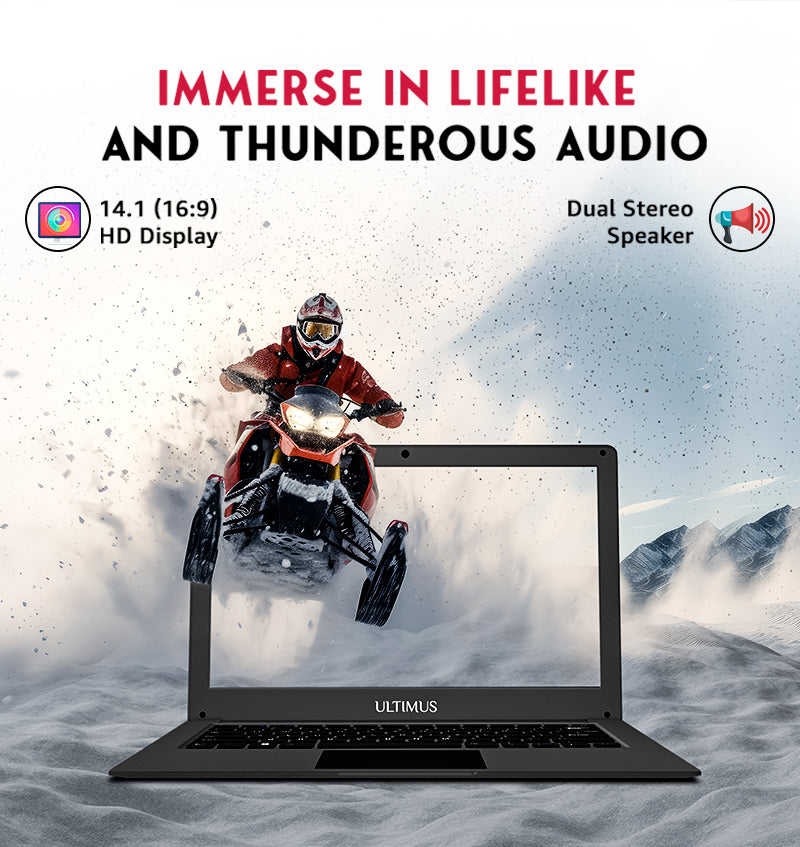 ULTIMUS Pro Intel Celeron Dual Core Laptop 4GB RAM 128GB Emmc Expandable~512GB Win 11 Home Cloud Silver, 1.2 kg