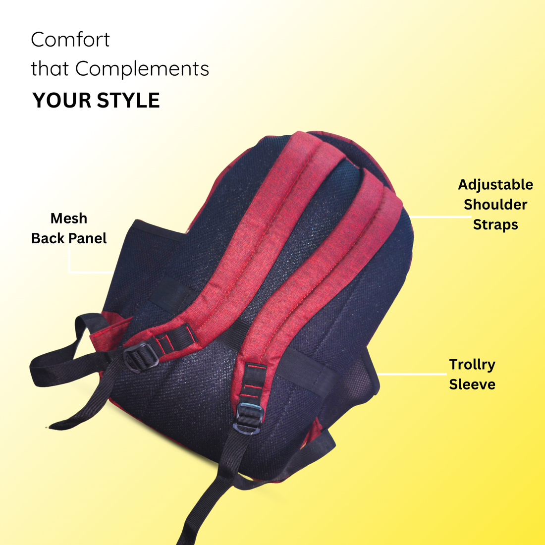 22L Laptop Backpack – Water Resistant Office & Casual Bag for Men and Women – Fits Up to 15.6-Inch Laptops – Durable Linen Polyester (Maroon)