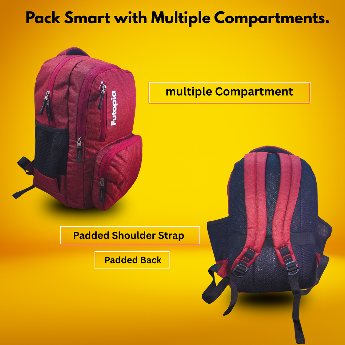 22L Laptop Backpack – Water Resistant Office & Casual Bag for Men and Women – Fits Up to 15.6-Inch Laptops – Durable Linen Polyester (Maroon)