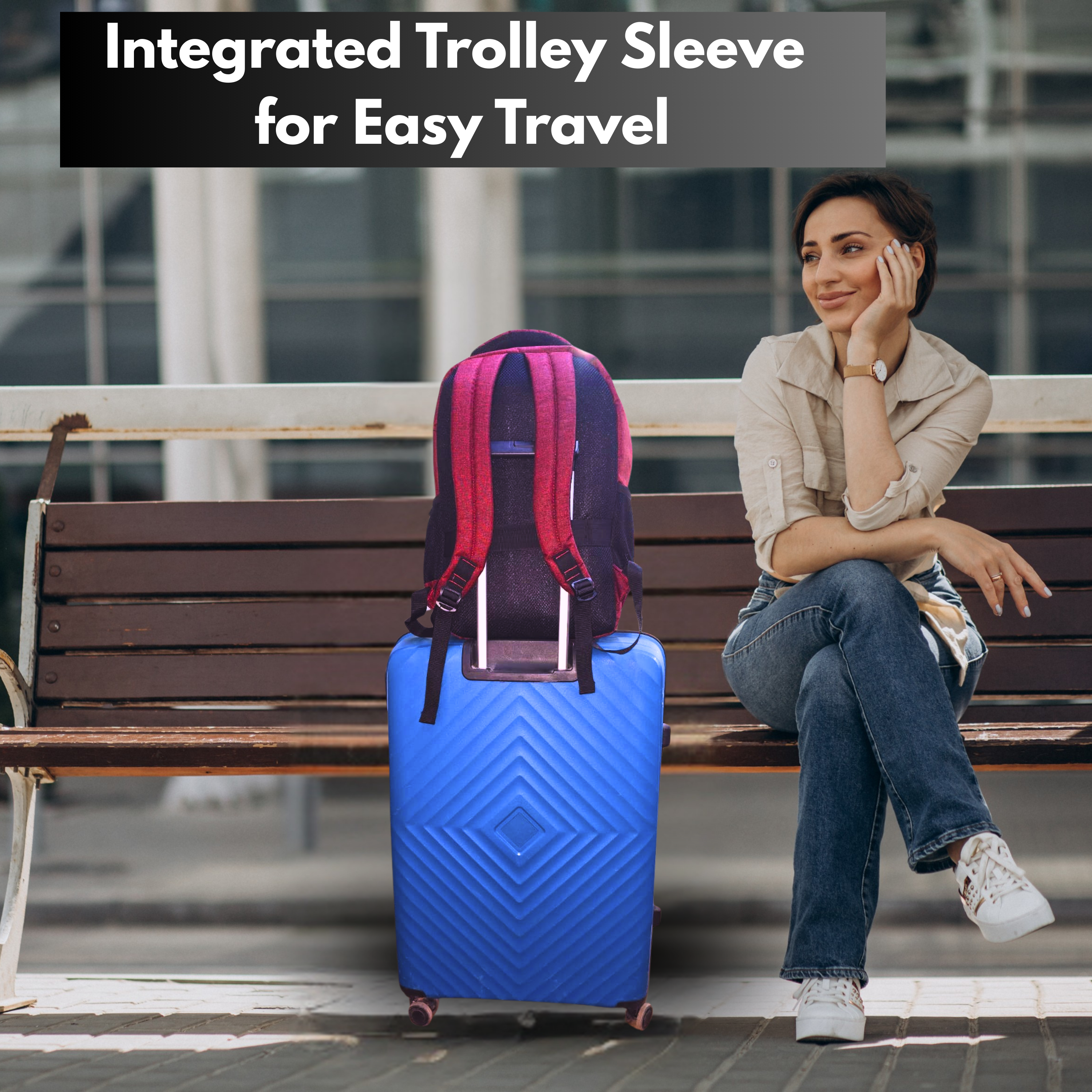 22L Laptop Backpack – Water Resistant Office & Casual Bag for Men and Women – Fits Up to 15.6-Inch Laptops – Durable Linen Polyester (Maroon)