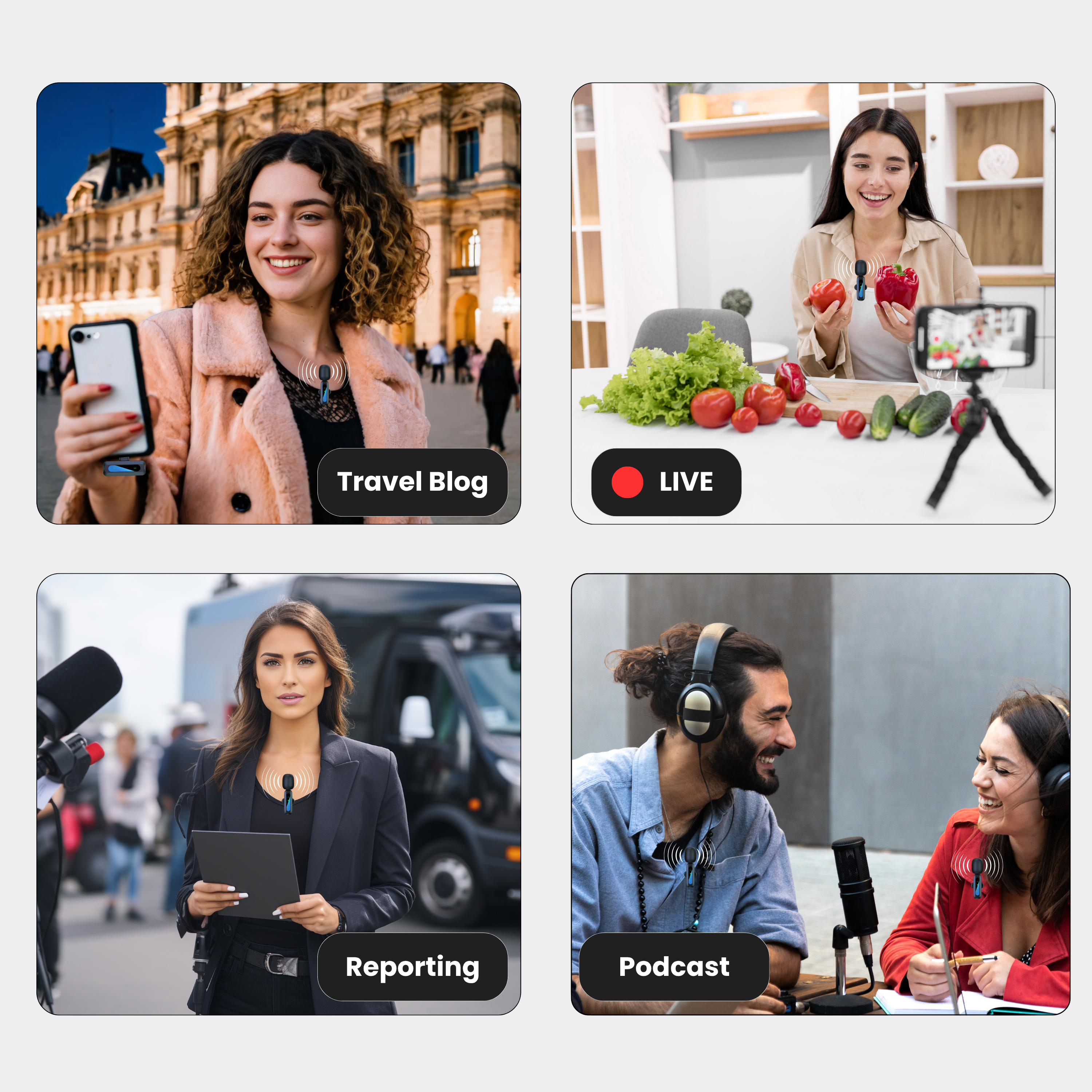 Futopia Wireless Lavalier Microphone, Plug & Play Clip-On Mic with Receiver, AI Noise Cancellation, 6H Battery Backup, USB-C Compatible for YouTube, Vlogging, Interview & Live Streaming