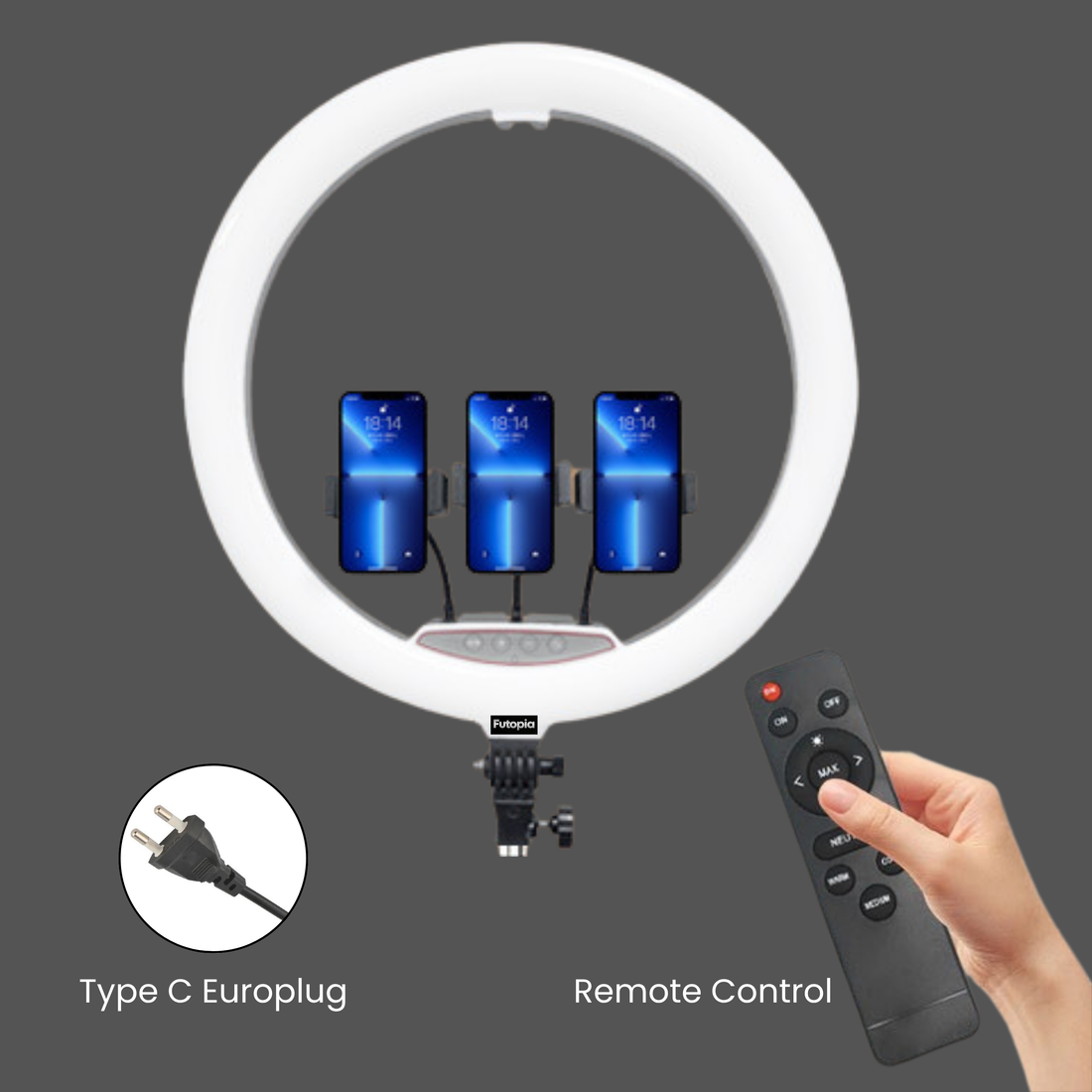 Professional 45cm (18 Inch) Studio LED Ring Light with Tripod & Remote | 2700–6500K Adjustable Color Lighting | AC Power | 3 Mobile Holders Perfect for Photo & Video Shoot, Instagram Reels
